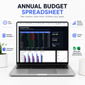 Annual Budget Planner Spreadsheet – Dark Edition | Google Sheets &amp; Excel | Expense, Debt &amp; Savings Tracker