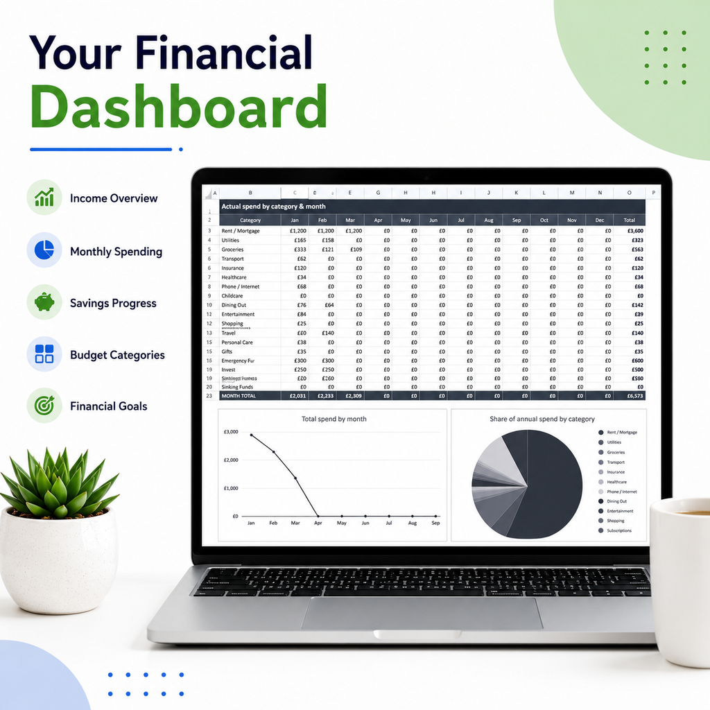 Ultimate Annual Budget Spreadsheet | Google Sheets &amp; Excel Budget Planner, Expense &amp; Debt Tracker