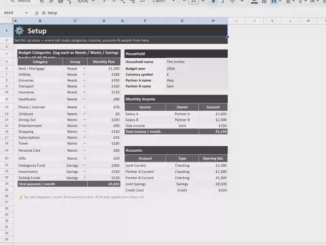 Ultimate Annual Budget Spreadsheet | Google Sheets &amp; Excel Budget Planner, Expense &amp; Debt Tracker